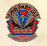 DON FARRELL (middlesex) Head/seat decal.