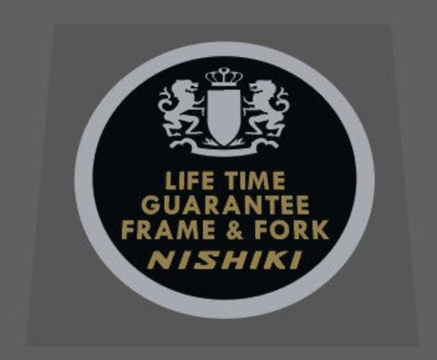 Nishiki Lifetime guarantee decal