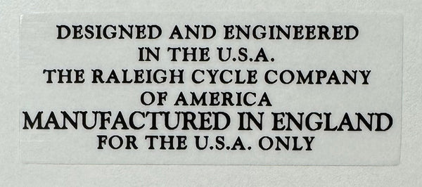 Buy Raleigh Cycle Company of America decal at H Lloyd Cycles for only £3.00