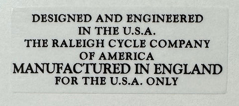 Raleigh Cycle Company of America decal
