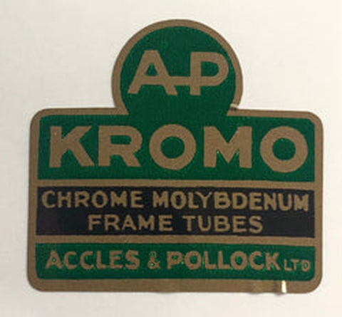 ACCLES & POLLOCK "Kromo Chrome Molybdenum Frame Tubing" transfer.