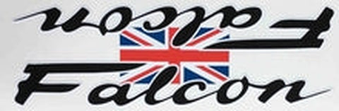 FALCON double downtube decal with union jack joining the two logos.