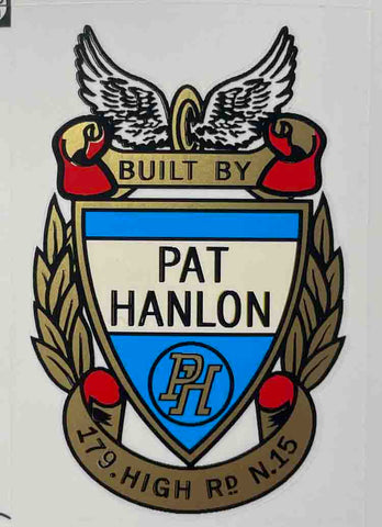 Pat Hanlon head/seat crest decal.