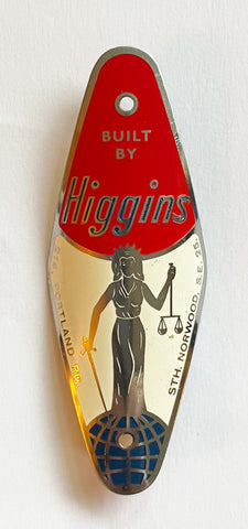 Higgins Original metal badge with rivets