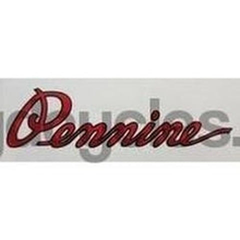 PENNINE downtube decal. Early type script with black edge.