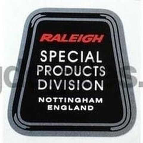 RALEIGH "SPECIAL PRODUCTS DIVISION" seat tube decal.